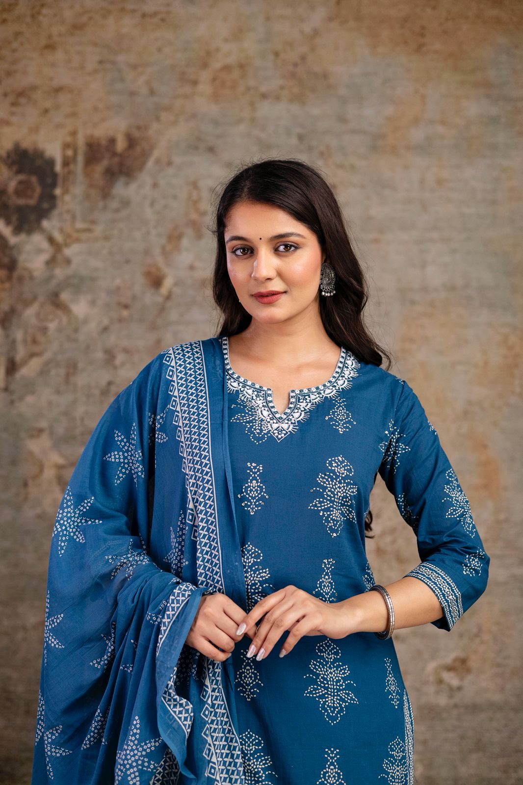Starry Elegance Embroidered Tunic Set