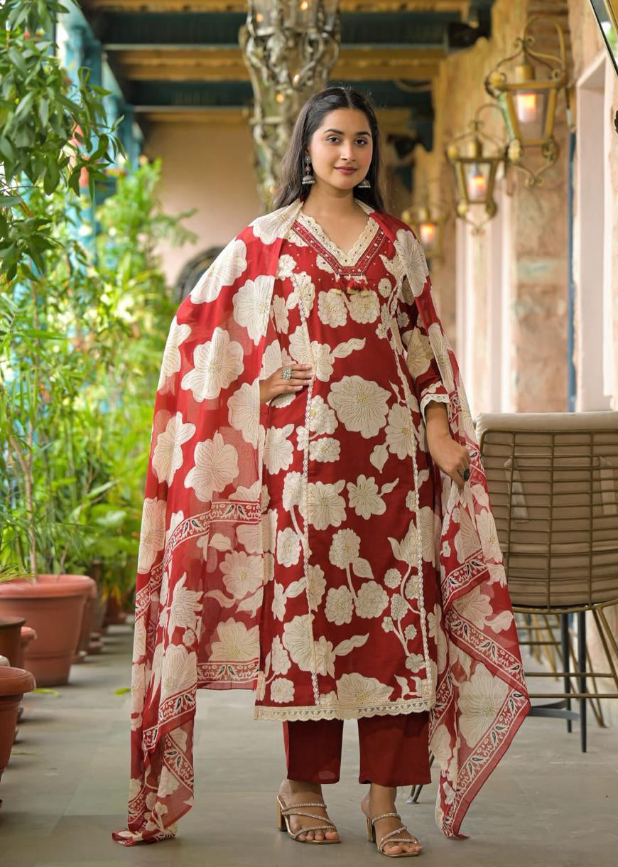 Floral Elegance Embroidered Tunic Set