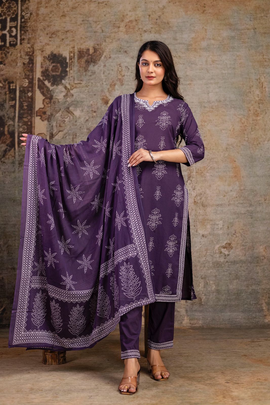 Starry Elegance Embroidered Tunic Set
